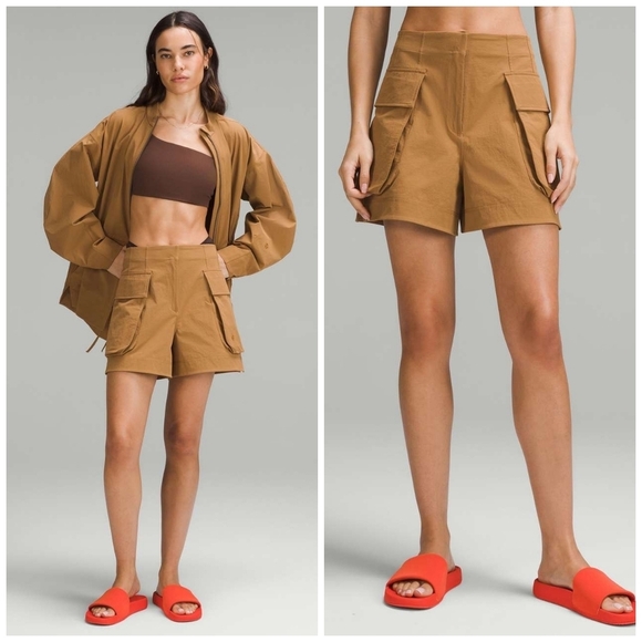 Lululemon Relaxed Fit Super High Rise Cargo Short 4" Bold Beige - Picture 1 of 6